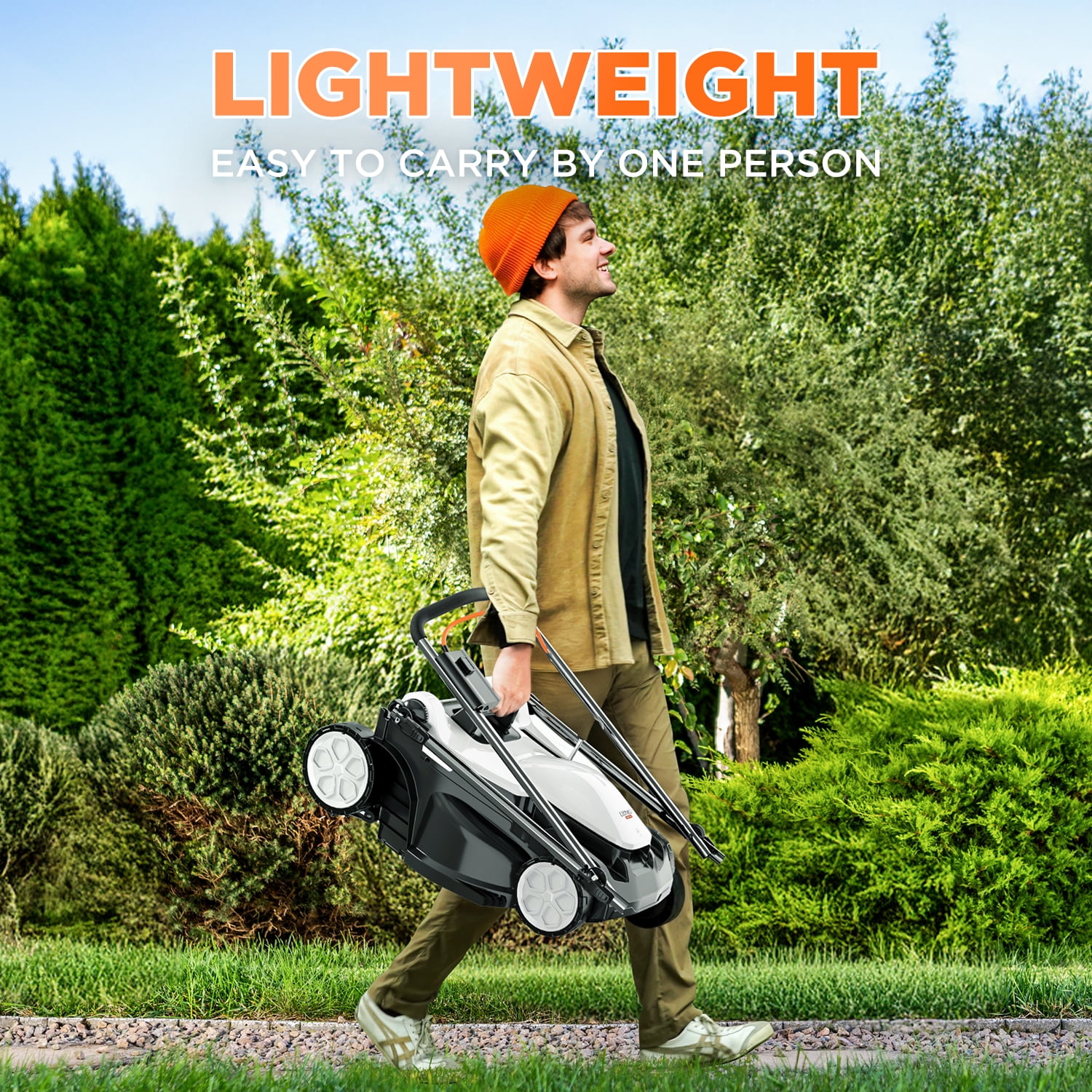Litheli 40V Cordless Electric Lawn Mower, 16-Inch, 6-Position Height Adjustment, Lightweight, With 2 x 4.0Ah Batteries, for Lawns & Gardens