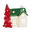 thumbnail image 2 of Illuminated Ceramic Christmas Village Snow House* with Glossy Red Tree & Gold Trim, Winter Wonderland Decorations for Christmas Table Decor & Desk Decor, Indoor Christmas, 2 of 8