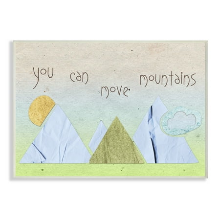 Collage Plaque - The Kids Room by Stupell You Can Move Mountains Collage Blue Wall Plaque Art, 10 x 0.5 x 15