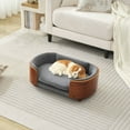 thumbnail image 5 of Noble House Scandinavian Elevated Small Dog Bed, Pet Sofa with Solid Wood Frame, Dark Gray and Walnut, 5 of 13