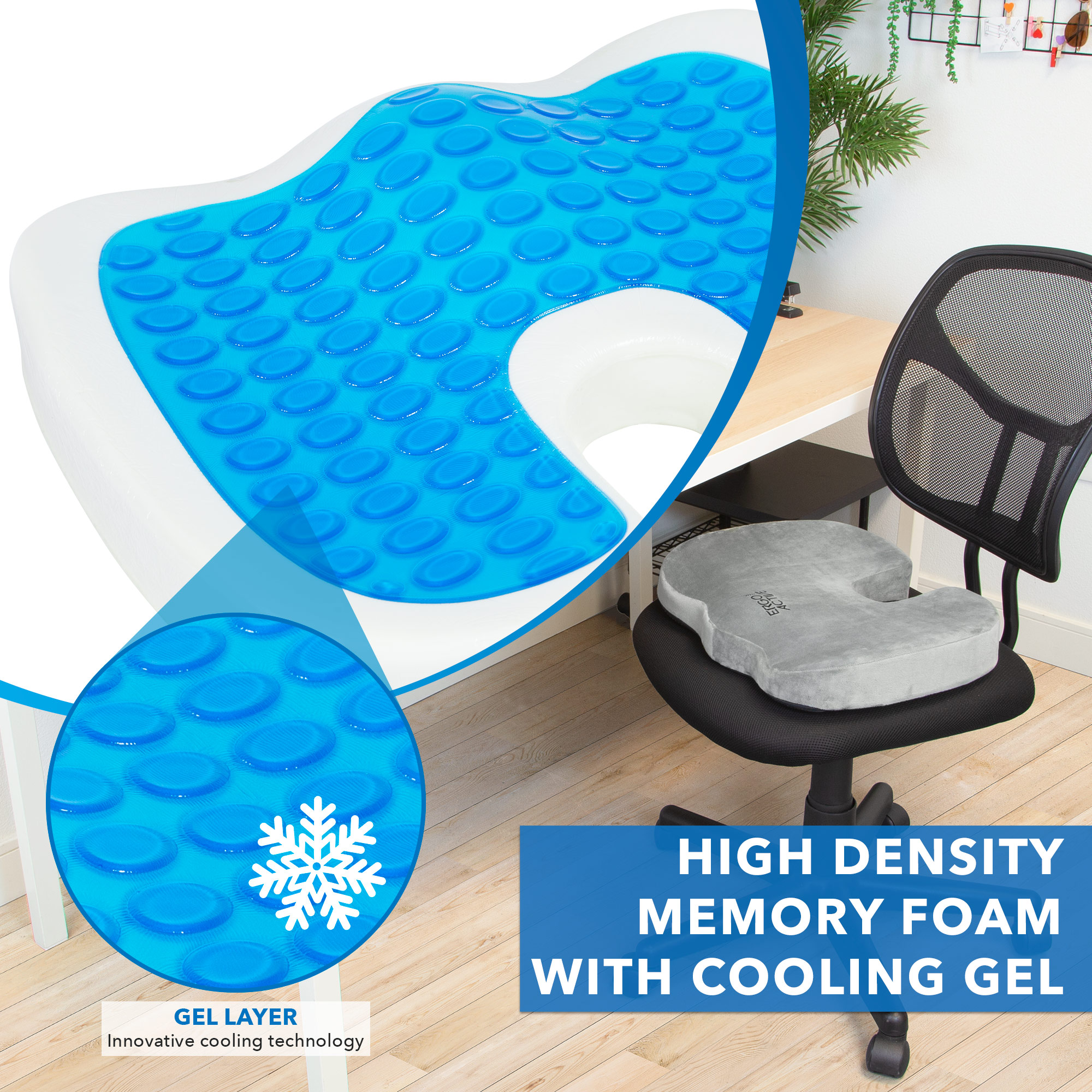Mount-It Ergoactive Gel Cooling Seat Cushion With Memory Foam