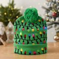 thumbnail image 1 of Gorro de punto con luz Led navideña para otoño e invierno, gorro de lana cálido para fiesta con bola para adultos, 1 of 1