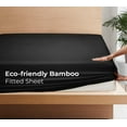 thumbnail image 4 of Royale Linen Bamboo Viscose Fitted Sheet Full Only Cooling Full Size Fitted Sheets Deep Pocket Up to 16" Organic Viscose Derived from Bamboo - Breathable & Silky Bottom Sheet (54x75 Inch, Black), 4 of 9