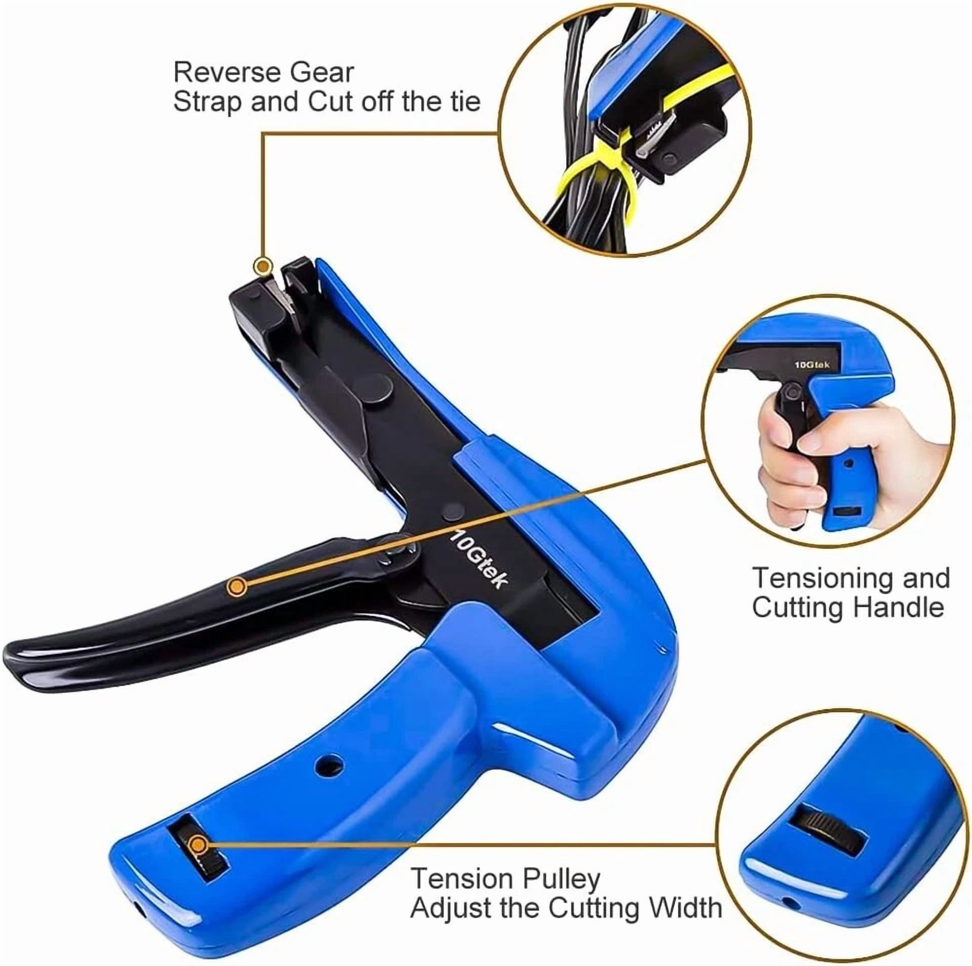 CIRCLE- Industrial Zip Tie Gun Tension Fastening Tool: 1 Motion Tie & Cut Off Cable Ties