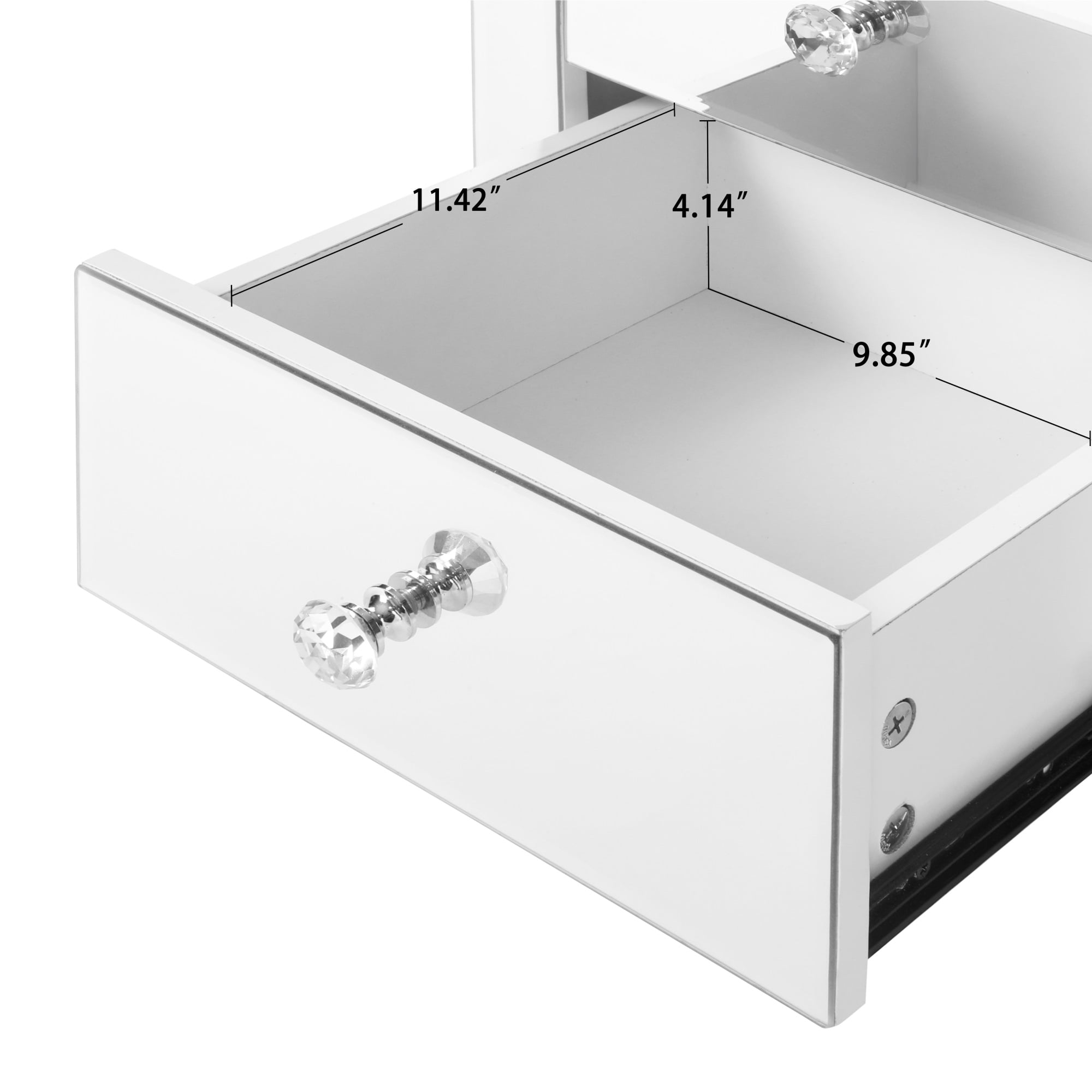 Resenkos Modern Mirrored Nightstand with 2 Drawers, Mirror Accent Silver Table for Living Room/Bedroom Resenkos Modern Mirrored Nightstand with 2 Drawers, Mirror Accent Silver Table for Living Room/Bedroom
