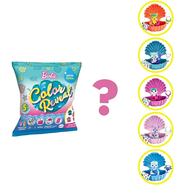 Barbie GTP74 Color Revela Animales Marinos Contenedor en Forma de Concha