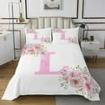 thumbnail image 1 of Erosebridal Ensemble de Couvre-Lit Initial L King, Monogramme Floral 02, Décor Initial A-Z, 1 of 5