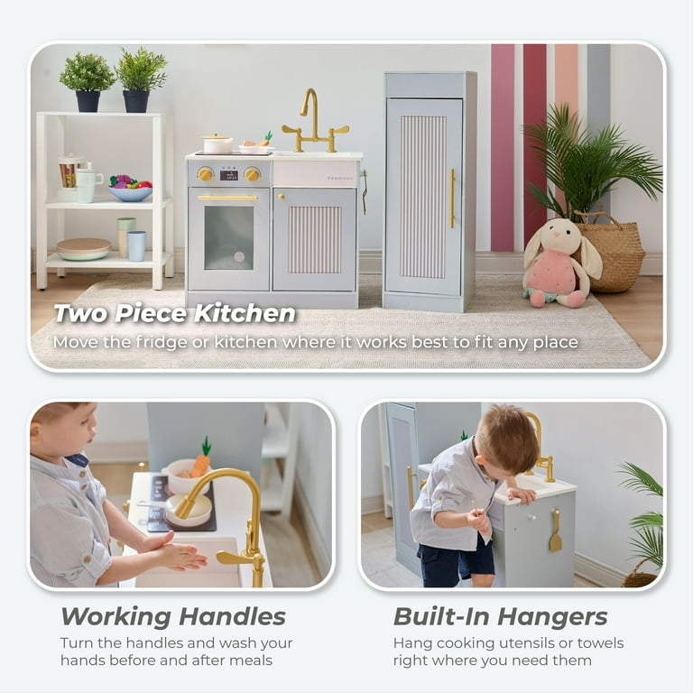 Teamson Kids Little Chef Blue Play Kitchen Set with 12 Food