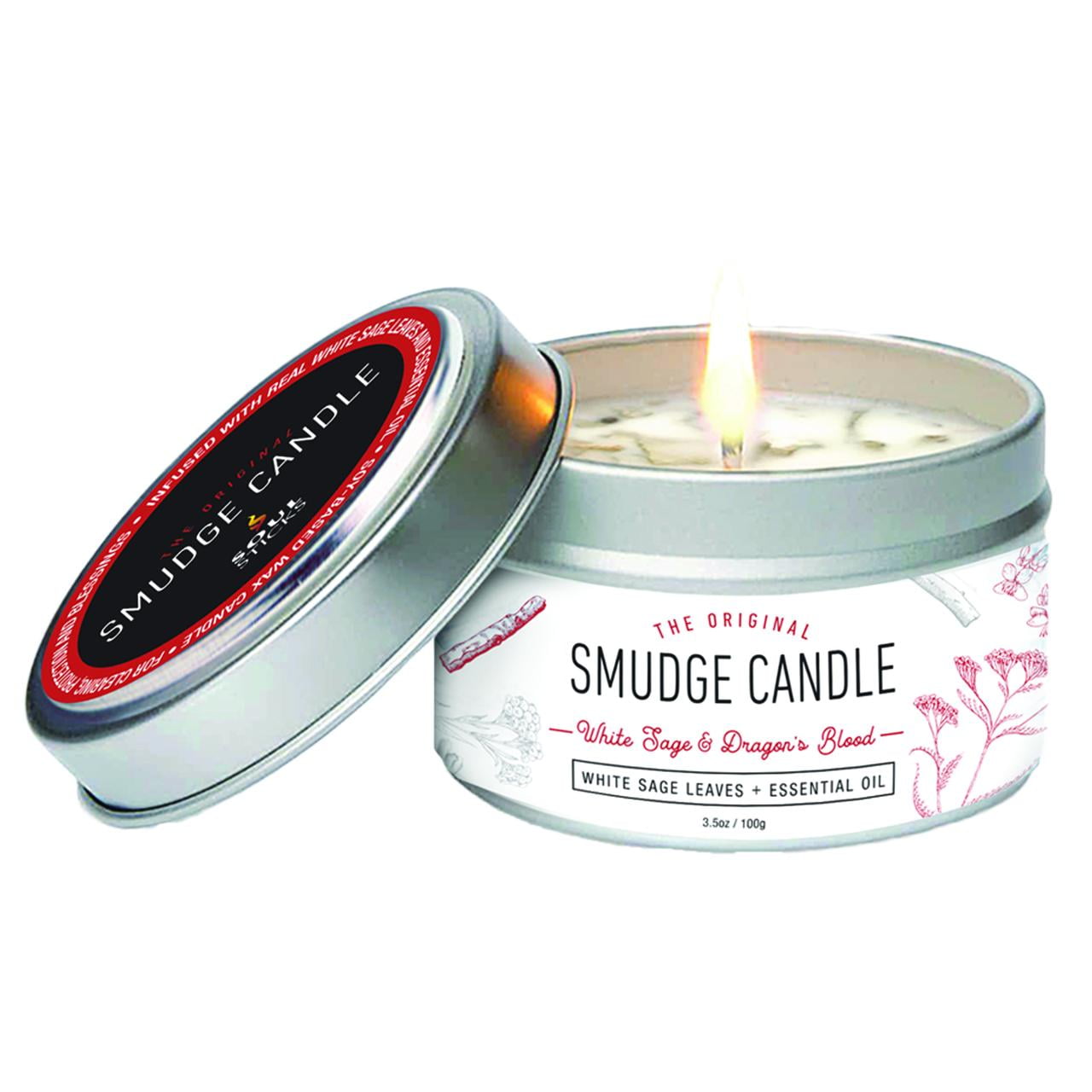 Soul Sticks White Sage and Dragon's Blood Scented Smudge Candle with Crystals and Herbs