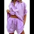 thumbnail image 3 of Conjunto de Chándal de 2 Piezas para Mujer, de Verano, con Top de Corta y Pantalones Cortos. Púrpura S, 3 of 9