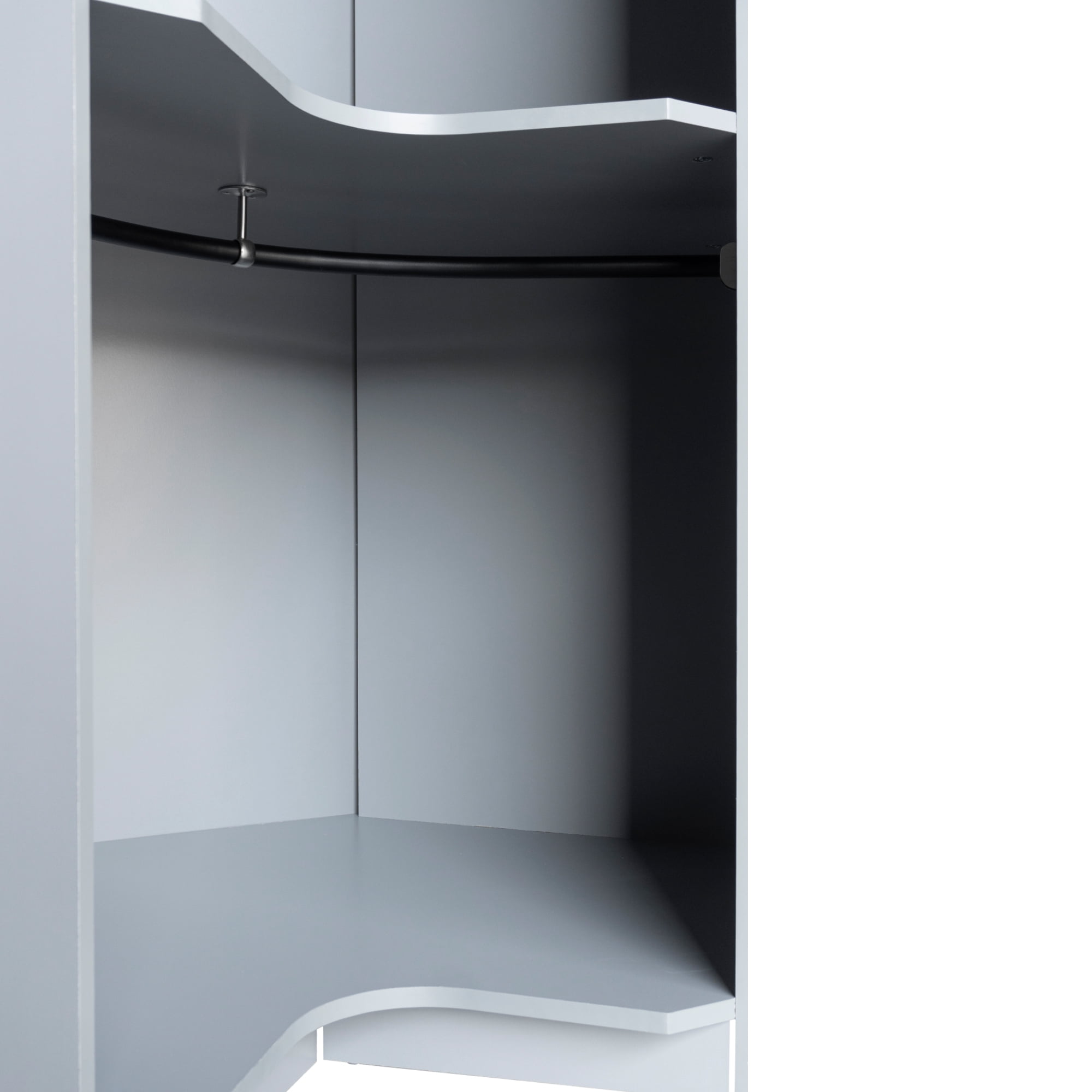 Euroco Modern Wood 63.6" Armoires, Polygon Corner Wardrobe for Kids Adults, Gray