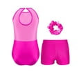 thumbnail image 2 of Jowowha Kids Girls 3 Piece Gymanstics Training Suit Sparkle Dancing Ballet Unitard with Shorts Hair Hot Pink 10, 2 of 5
