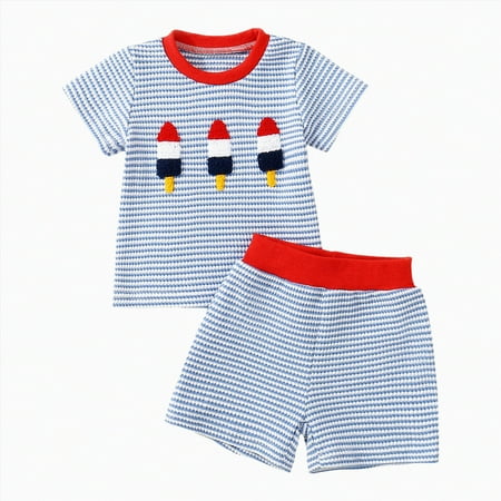 UAYOTSE Toddler Baby Boy Clothes Set Outfits Solid Short Sleeve Pocket Tops with Dinosaur Print Shorts 2PCS boys clothes(3-6 Months Light Blue)