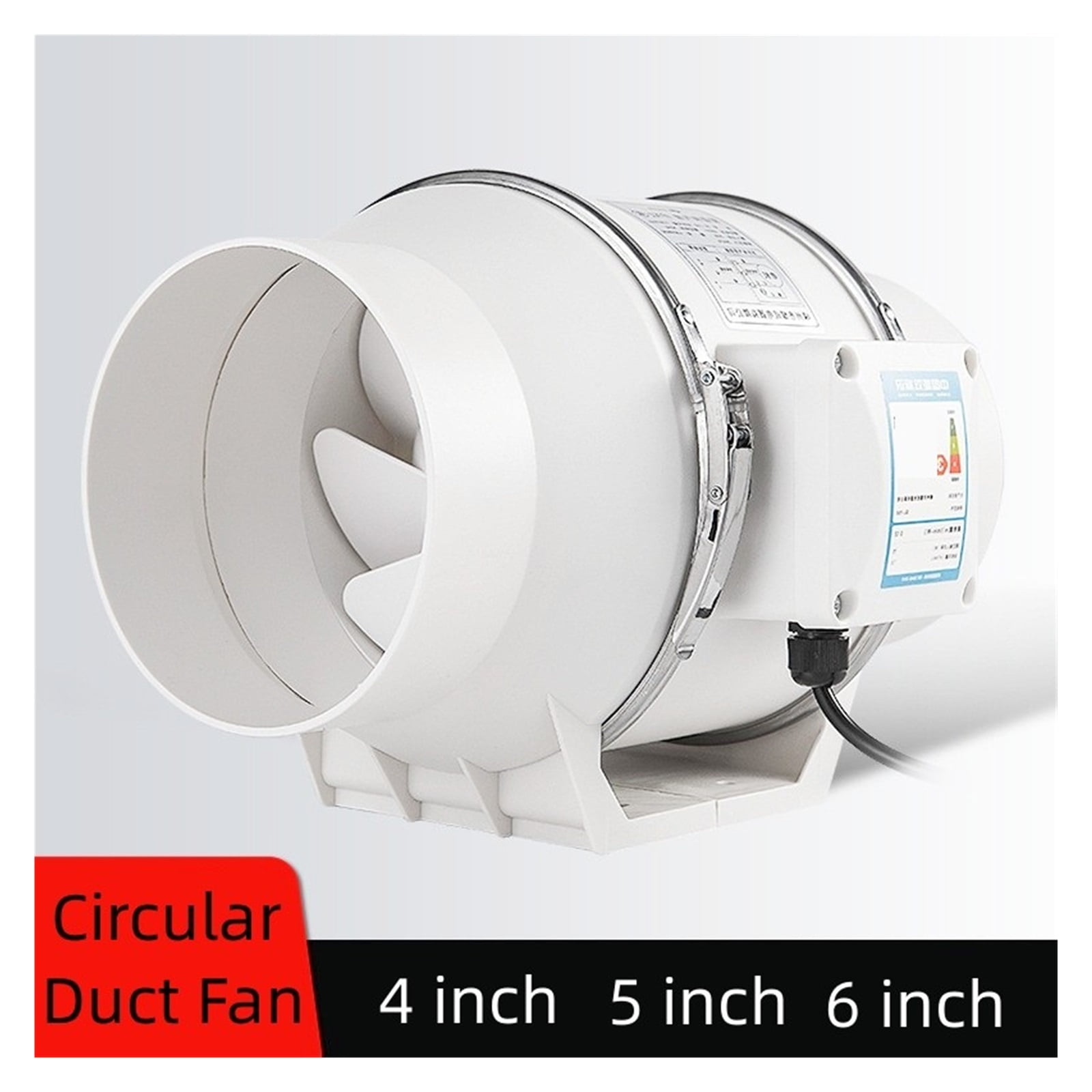 4/5/6 Inch Exhaust Fan Home Silent Inline Pipe Duct Fan Bathroom Extractor Ventilation Kitchen Toilet Wall Air Cleaning ,Energy-Efficient