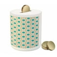 thumbnail image 3 of Teal Piggy Bank, Abstract Geometric Pattern Eastern Oriental Symmetric Design Print, Ceramic Coin Bank Money Box for Cash Saving, 3.6" X 3.2", Mustard Teal and Grey, by Ambesonne, 3 of 4