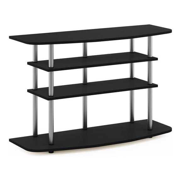 Pemberly Row Turn-N-Tube Wood 4-Tier TV Stand for TV up to 50" in Black