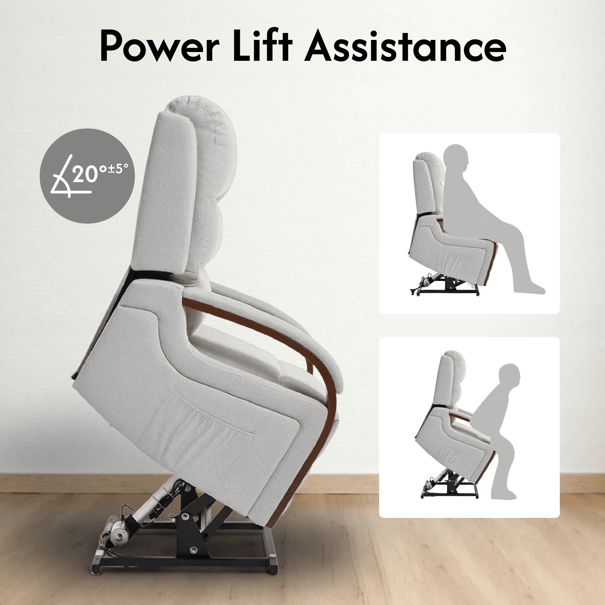 FlexiSpot Dual Motor Recliner Chair, Adjustable Recliner with Lumbar Support and Padded Seat Backrest for Living Room, Beige