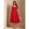 thumbnail image 3 of Red Spaghetti Strap Sweetheart Neck Fit & Flare Midi Dress, 3 of 30