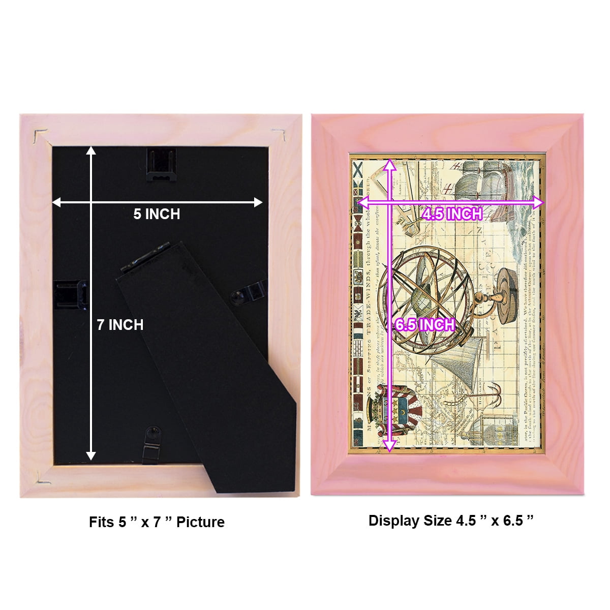 Nautical Map I -Framed Print w/glass-Sunset Pink