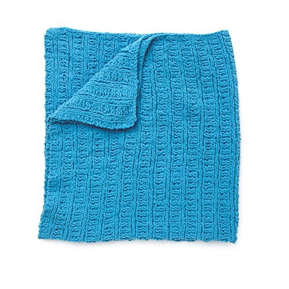 Bernat Busy Blue Blanket Brights Chenille Style Yarn, 220 yards