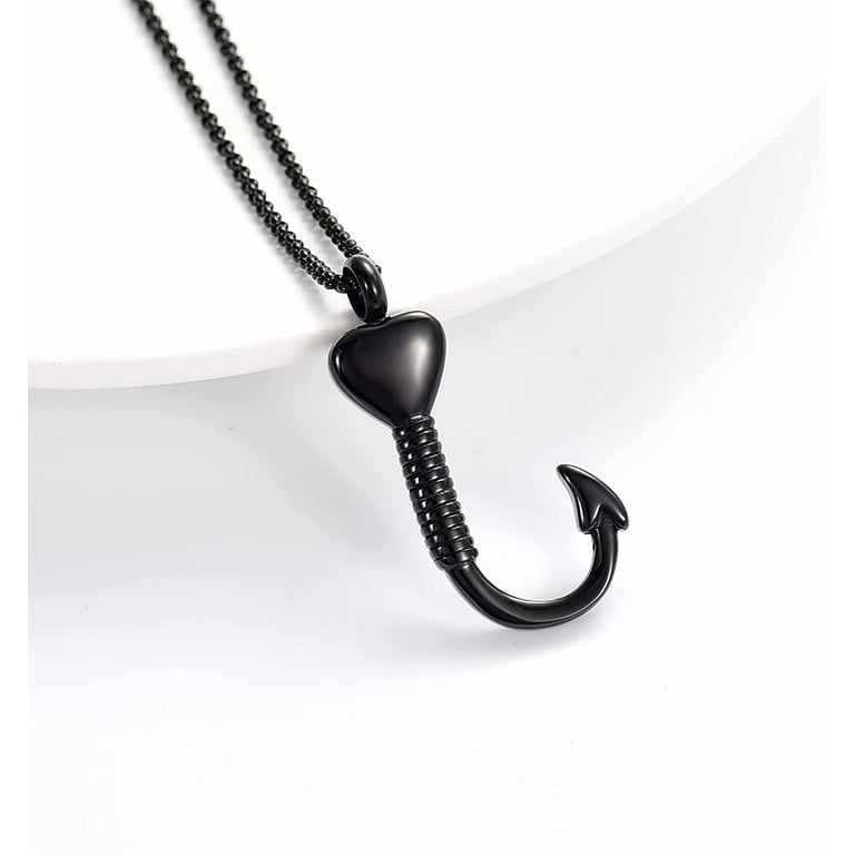 Set of 3 Fishing Hook Urn Necklace for Ashes Black Fish Hook Stainless Steel  Cremation Jewelry Ash Keepsake Memorial Pendant for Men : :  Clothing, Shoes & Accessories