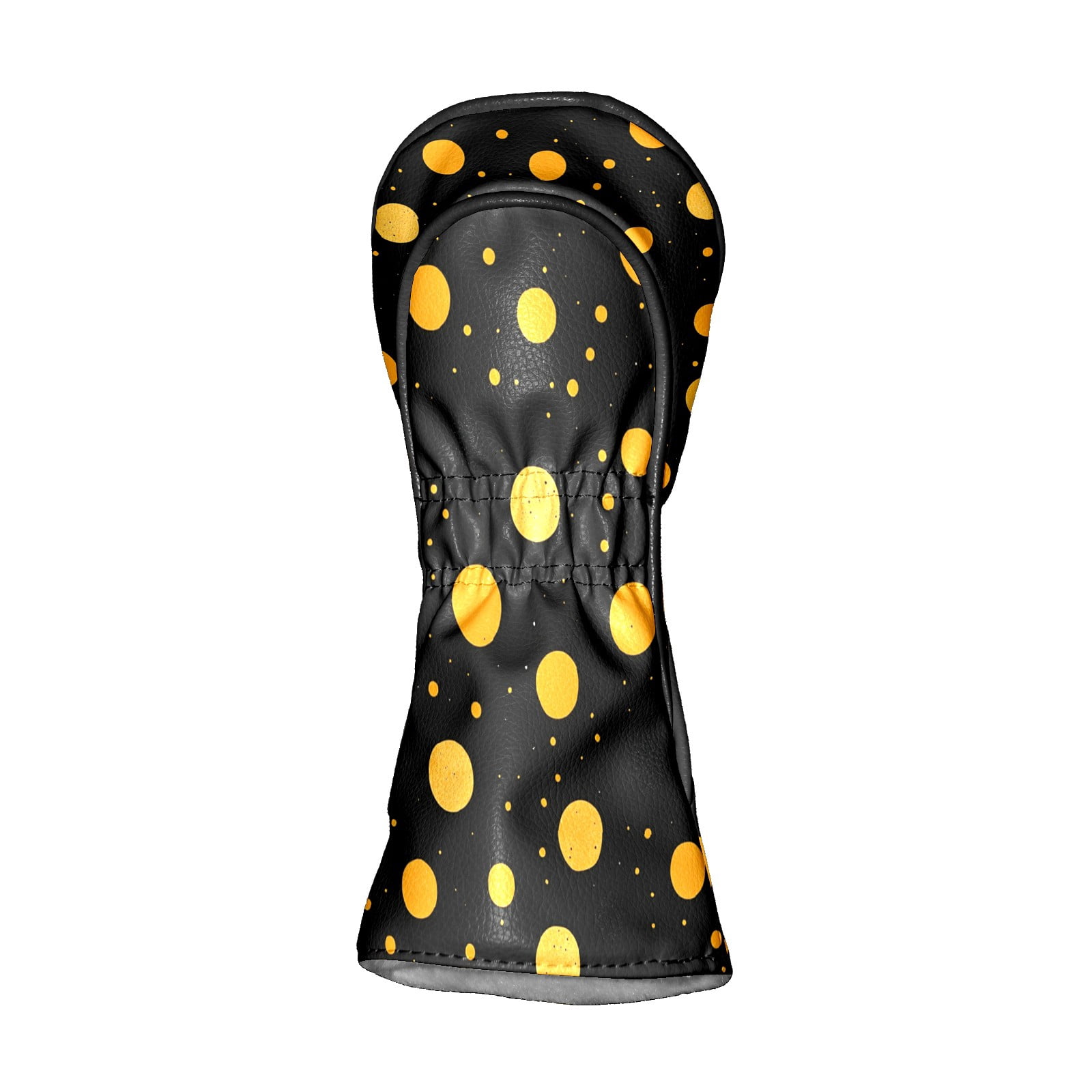 Golf Club Covers PU Leather Waterproof Head Covers for Fairway Woods Hybrids Yellow Polka Dots