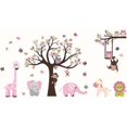 thumbnail image 1 of Animal Tree Wall Stickers Pink Elephant Giraffe Wall Decals Art Decor for Kids Bedroom Nursery DIY, 1 of 4