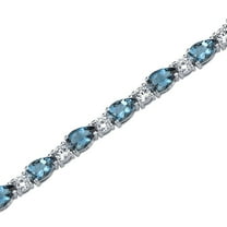 PEORA 13 Carats London Blue Topaz Teardrop Tennis Bracelet for Women 925 Sterling Silver, Natural Gemstone, Pear Shape 8x5mm, 7 1/2 inch length
