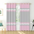 thumbnail image 2 of Nanqianyi Pink Grey Stripe Blackout Curtains for Bedroom, 42" x 96" Length Grommet Top Thermal Insulation Drapes, 2 Panels, 2 of 9