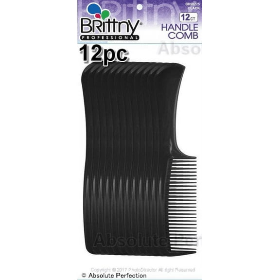 Brittny Barber Salon Handle Combs - Bulk 9" BREAKABLE BR98225 ( 12 Pieces ) - Black Color