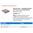 thumbnail image 2 of Cabin Air Filter - Compatible with 2007 - 2017 Toyota Camry ELECTRIC/GAS 2008 2009 2010 2011 2012 2013 2014 2015 2016, 2 of 2