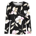 thumbnail image 4 of thefmos Women's Floral Print Pullover Top Casual Round Neck Long Sleeve Blouse Fashion Fall Spring Everyday Outfit, Black XL, 4 of 5