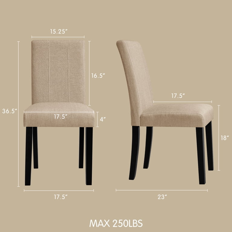 DyFun Linen Upholstered Dining Chairs, Set of 2 photo 7