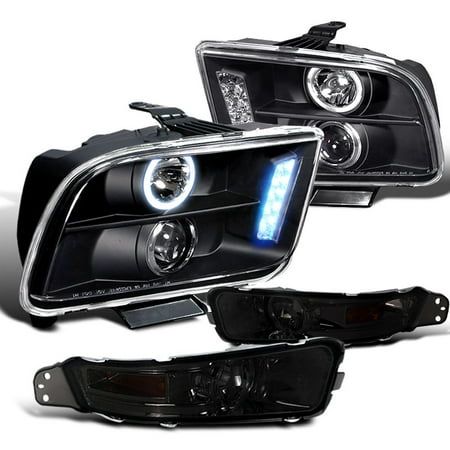 - Spec-D Tuning 2005-2009 Ford Mustang Black Projector Led Headlights + Smoke Bumper Lamps (Left + Right) 05 06 07 08 09