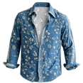 thumbnail image 5 of Fsmtpdam Long Sleeve Shirts for Men Hawaiian Button Down Collared Retro Floral Print Tops Boho Lightweight Beach Vacation Vintage Shirt, 5 of 5