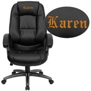 Flash Furniture Personalized High Back Black LeatherSoft Executive Swivel Ergonomic Office Chair with Deep Curved Lumbar and Arms