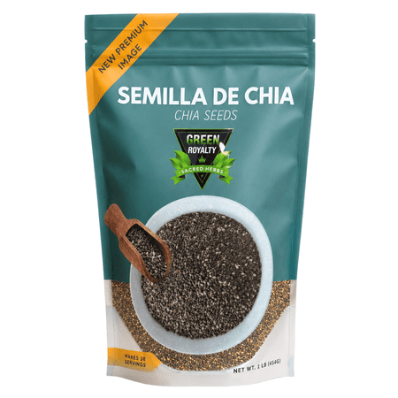 Green Royalty Chia Seeds 1 lb (454g) – Raw Whole Chia Seeds – Plant-Based Superfood for Smoothies, Puddings, Baking & Everyday Recipes