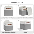 thumbnail image 5 of ENLOY Fabric Cube Storage Organizer Bins, 13x13 inch - 4 Pack Foldable Storage Cube Bins for Shelves, Large Capacity Storage Boxes with Leather Handle, Grey, 5 of 7