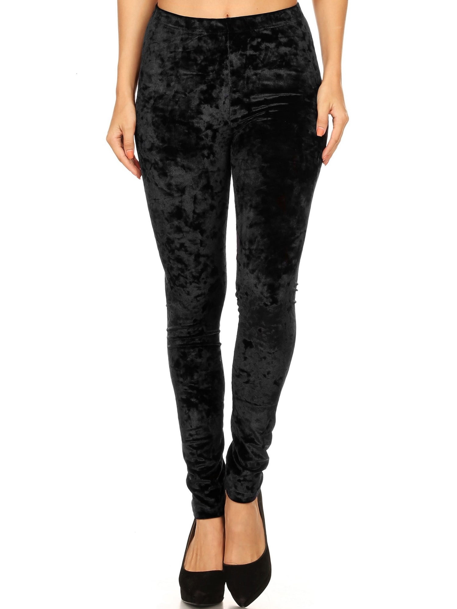 Style Clad Women’s Crushed Velvet Leggings (Black, Medium) Walmart