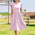 thumbnail image 3 of WILLBEST Vestidos Casuales Para Mujer 1 Vestido Casual Con Bolsillo Y Manga Con Volantes De Color Sólido Para Mujer, 3 of 3