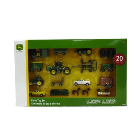 John Deere Toy Tractor Set, Tractor & Farm Animal Toys, 1:64 Scale, 20