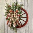 thumbnail image 4 of Decoraciones navideñas - Corona de Navidad para puerta de entrada, corona de invierno - Corona de rueda de carreta de granja, decoración del hogar para exterior, interior, arrecife, ventanas, pared, d, 4 of 5