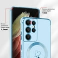 thumbnail image 4 of Magnetic Case for Samsung Galaxy S21 Ultra 5G MagSafe, Girls Women Cute Love Heart Pattern Plating Edge Silicone Shockproof Protective Bumper Cover for Samsung Galaxy S21 Ultra-Blue, 4 of 14