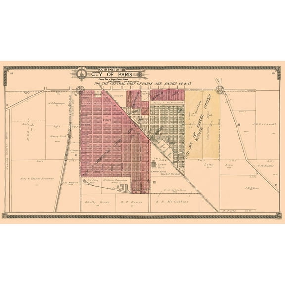 Historic City Map - Paris Southern Illinois - Ogle 1910 - Vintage Wall Art