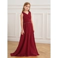 thumbnail image 4 of LiiYii Kids Girl Sleeveless Chiffon Pageant Dress Flower Girl Dresses Birthday Evening Wedding Party Gown Burgundy 12, 4 of 7