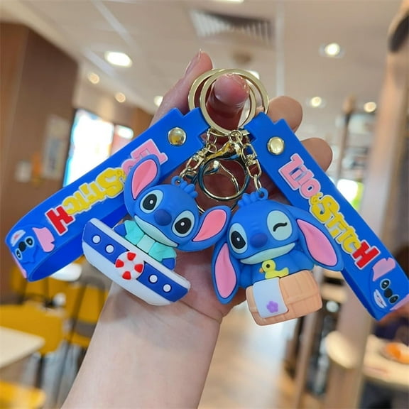 2Pcs Stitch Theme 3D Silicone Charm， Cartoon Keychain ，Bag Pendant Accessories.