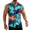 thumbnail image 4 of longantii Shirts for Men Hawaiian Vintage Button Down Tshirts Comfy Sleeveless Tees with Pockets 2026 Summer Tropical Floral Beach Cruise Wear Hot Pink XL, 4 of 7