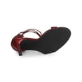 thumbnail image 5 of BLISSFUL STEP Lace Up Open Toe Stiletto Heeled Sandals for Women Maroon 9, 5 of 7
