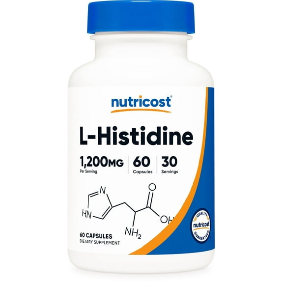 Nutricost l-Histidine Supplement (1,200mg) 60 Capsules - Gluten-free, GMO-free, 30 Servings