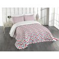 thumbnail image 3 of Ambesonne Retro Quilted Bedspread Set 3 Pcs, Pastel Zig Zag Pattern, Queen Size, Pale Blue Red and White, 3 of 5